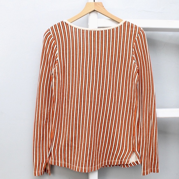 Scotch & Soda Orange Striped Long Sleeve Thermal Top Size Small - Picture 3 of 6